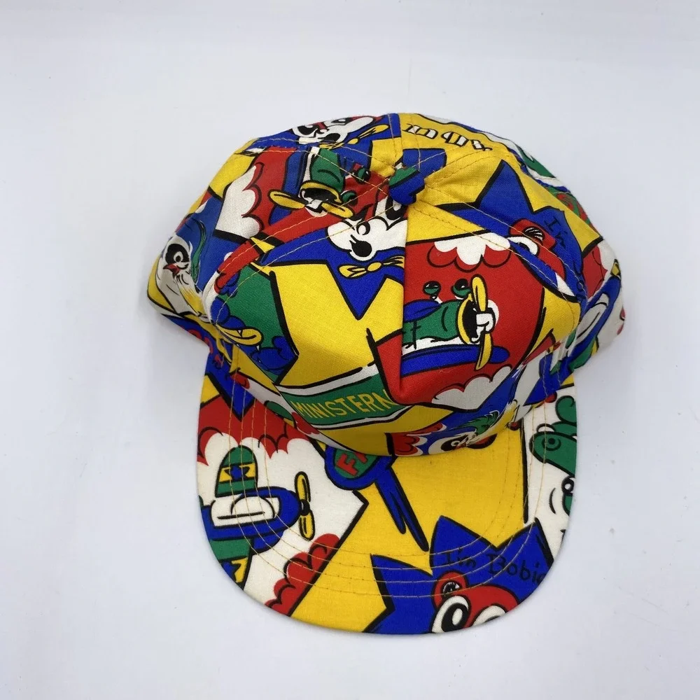 Vintage Ministerrn Hat Cap Snap‎ Back Boys Colorful Cartoon Graphics 90s Youth